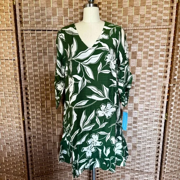 NWT London Times green & cream shift dress M - Picture 2 of 15